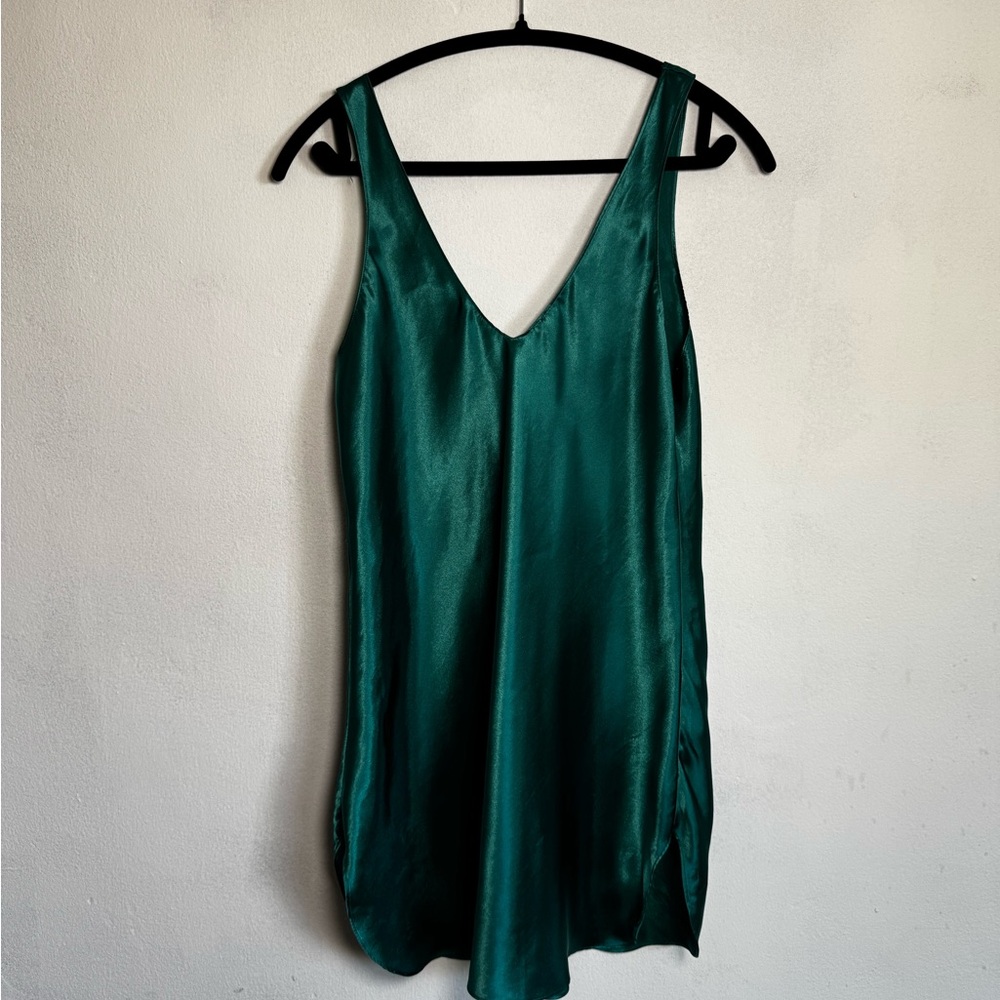 Frederick's of Hollywood Teal Satin Dress